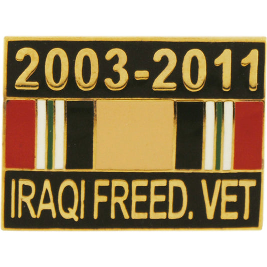 U.S. WAR ON TERROR & DESERT WARFARE, IRAQI Freedom RIBBON 2003 - 2011, Expertly Designed PIN - 1"
