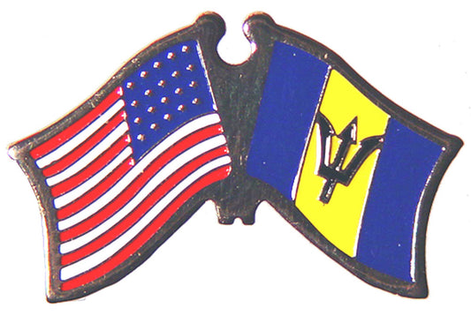 INTERNATIONAL, USA & BARBADOS Cross Flags - Original Artwork, Expertly Designed PIN - 1.125"