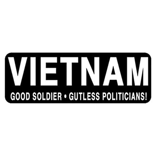 Vietnam Good Soldier Gutless Politician Helmet Stickers - Novelty Decals, 4" x 1"