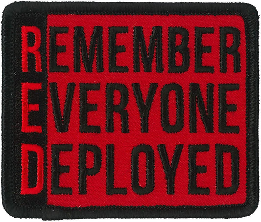 RED R.E.D. REMEMBER EVERYONE DEPLOYED, PATCH - High Thread Iron-On Heat Sealed Backing Sew-On Biker's Patch - 3" x 3"