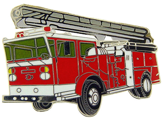 FIRE & EMS, TRUCK LADDER - Original Artwork, Expertly Designed PIN Red - 1.625"