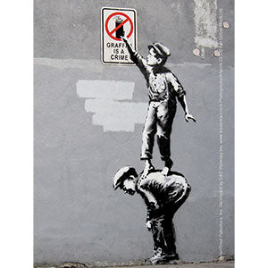 BANKSY's GRAFFITI "Graffiti is a Crime" Postar Artwork Vinyl STICKER - 3.5" x 5"