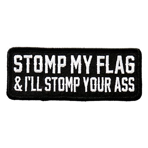 STOMP MY FLAG, Thread Iron-On / Saw-On Rayon PATCH - 4" x 1"
