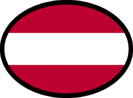 AUSTRIAN FLAG Sticker - Orignal Artwork Vinyl - Reflective Germanic Oval Decal Sticker - 3.5" x 4.75"