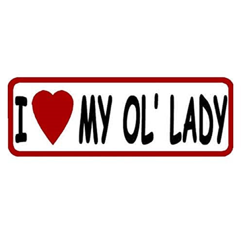 I Love My Ol' Lady Motorcycle Helmet Stickers - Novelty Artwork Decals, 4" x 1"