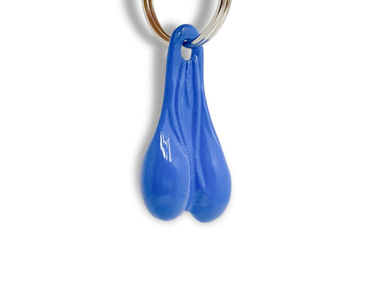 BLUE BALLS Bikers Key Chain with a Witty Sense of Humor, Stainless Steel Metal Key Holder KEYCHAIN