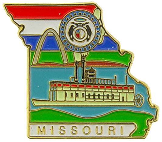 USA STATES, MISSOURI Map - Original Artwork, Expertly Designed PIN - 1"