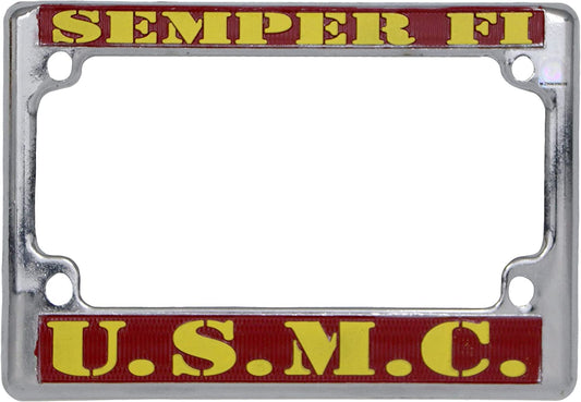 UNITED STATES MARINES CORPS SEMPER FI LICENSE FRAME - USA American PATRIOTIC License Plate Frame Holder - Chrome - 7.25" x 5"