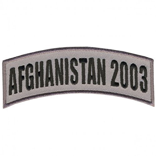 Banners, AFGHANISTAN 2003, High Thread Embroidered Iron-On / Saw-On Rayon BANNER PATCH - 4" x 1"