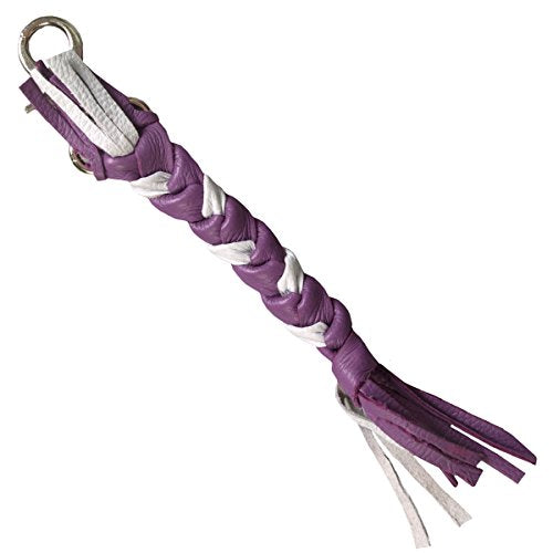Genuine Braided Bikers Key Chain, WHITE & PURPLE - Heavy Duty Lobster Claw Clasp KEYCHAIN