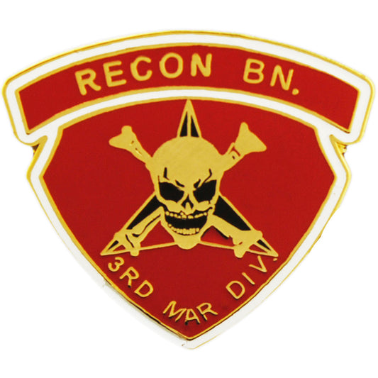 U.S. MARINES, 3rd MARIN Division RECON BATTALION - Artwork, Expertly Designed PIN Gold - 1"
