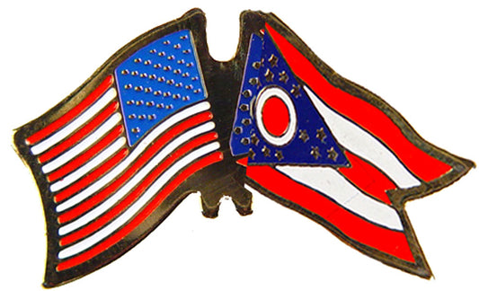 USA STATES, USA & OHIO Cross Flags - Original Artwork, Expertly Designed PIN - 1.125"