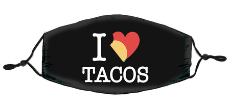 I HEART TACOS MASK - 2-Layer, Washable Reusable Cloth Mask w/ Adjustable Ear Loops