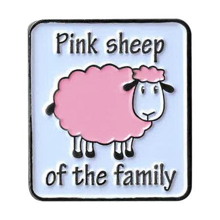 PINK SHEEP ENAMEL PIN - Pink Sheep Of The Family Art Novelty Backpack Enamel Lapel Pin - 1.16" x 1.25"