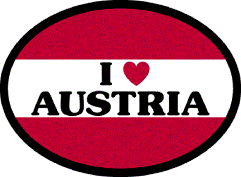 I LOVE AUSTRIA Sticker - Orignal Artwork Vinyl - Reflective Germanic Oval Decal Sticker - 3.5" x 4.75"