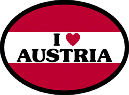 I LOVE AUSTRIA Sticker - Orignal Artwork Vinyl - Reflective Germanic Oval Decal Sticker - 3.5" x 4.75"