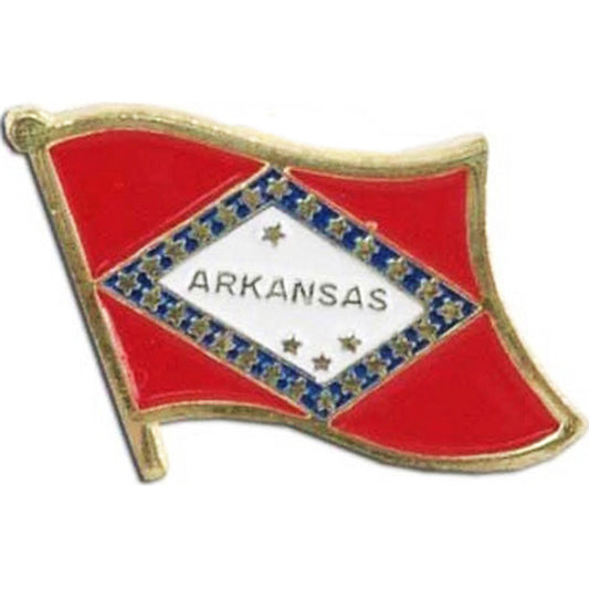 American Flag Pin, US STATES ARKANSAS Flag - Novelty Patriotic Enamel Lapel PIN - 1"