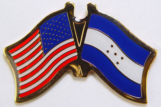 INTERNATIONAL, USA & HONDURAS Cross Flags - Original Artwork, Expertly Designed PIN - 1.125"