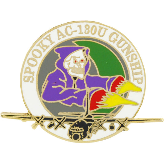 U.S. AIR FORCE, USAF SPECIALTRE SPOOKY AC-130U GUN SHIP - Artwork, Expertly Designed PIN - 1"