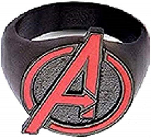 Black IP with Red Avengers Logo - Stainless Steel Mens Ring, Size - 9