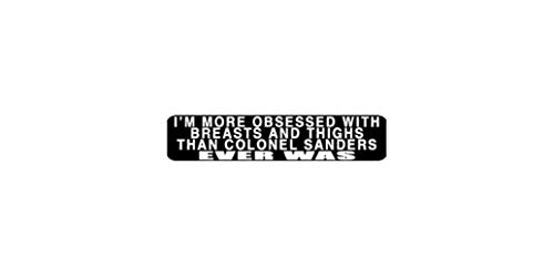 I'm More Obsessed With Breasts Helmet Stickers - Novelty Biker Decals, 4" x 1"