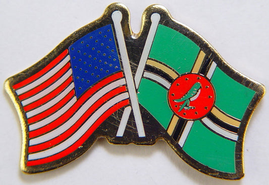 INTERNATIONAL, USA & DOMINICA Cross Flags - Original Artwork, Expertly Designed PIN - 1.125"