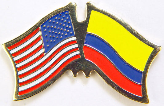 INTERNATIONAL, USA & COLOMBIA Cross Flags - Original Artwork, Expertly Designed PIN - 1.125"