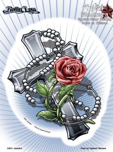 Rollin Low - Rosary and Cross - Large Sticker / Decal