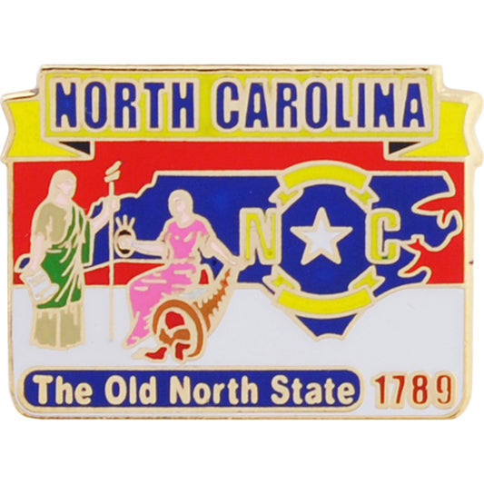 USA STATES, NORTH CAROLINA Map - Original Artwork, Expertly Designed PIN - 1"