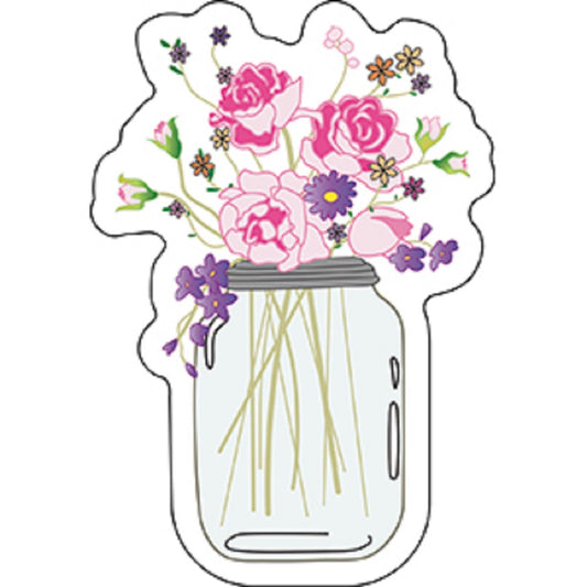 FLOWERS IN MASON JAR STICKER - Flowers Inside the Mason Jar Orignal Artwork Decal STICKER