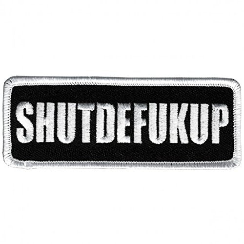 SHUTDEF@CKUP, Iron-On / Saw-On Rayon PATCH - 4" x 2", Exceptional Quality