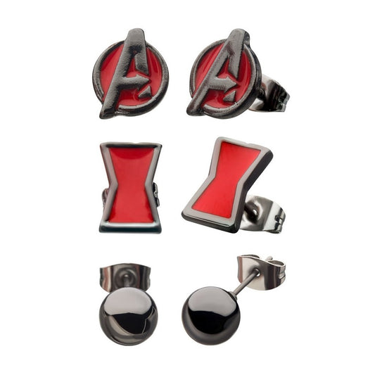 MARVEL, BLACK WIDOW EARRINGS SET - Enamel Stud EARRING SET