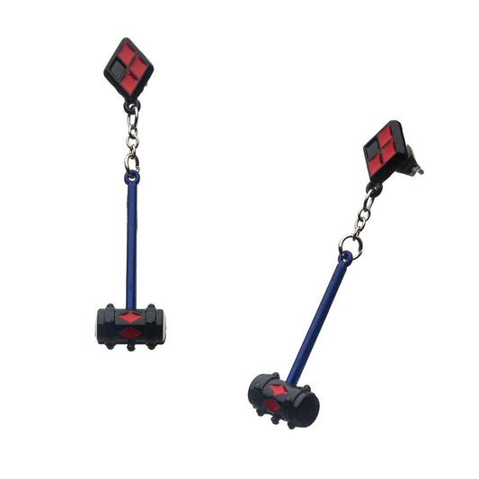 DC COMICS, Birds of Prey Harley Quinn 3D Mallet Dangle EARRINGS - Enamel Stud Earrings