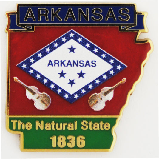 USA STATES, ARKANSAS Map - Original Artwork, Expertly Designed PIN - 1"