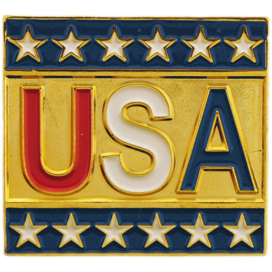 USA & PATRIOTIC, USA Script with STARS - Original Artwork, Expertly Designed PIN - 1"