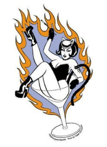 Charm School Art - Martini Kitty Retro Pinup Girl - Sticker / Decal