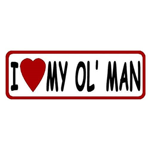 I Love My Ol' Man Motorcycle Helmet Stickers - Novelty Artwork Decals, 4" x 1"