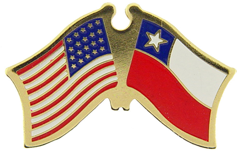 INTERNATIONAL, USA & CHILE Cross Flags - Original Artwork, Expertly Designed PIN - 1.125"