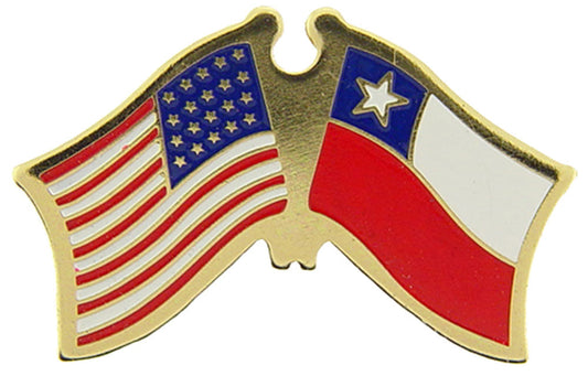 INTERNATIONAL, USA & CHILE Cross Flags - Original Artwork, Expertly Designed PIN - 1.125"