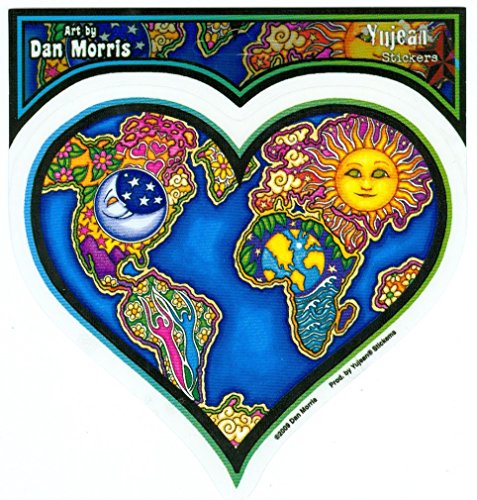 Earth Heart - Dan Morris, Waterproof Vinyl Sticker DECAL for Car Bumper Skateboard Laptop Luggage - 5.25" x 5"